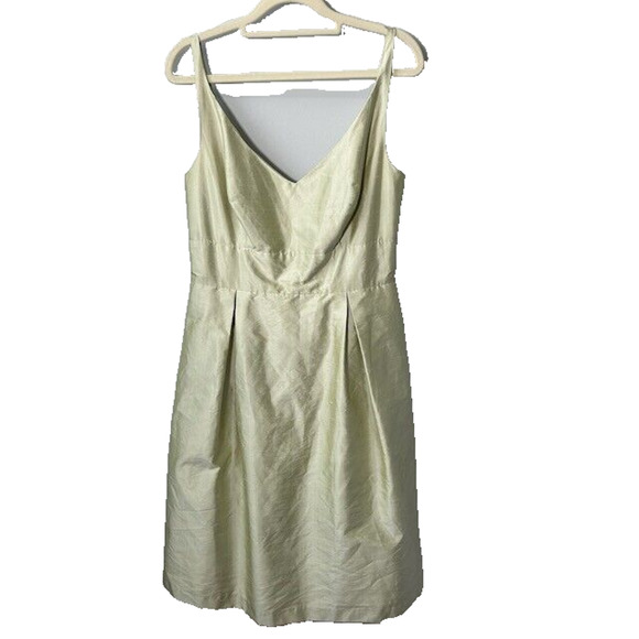 Jenny Yoo Collection Silk Dress Cocktail Fit & Flare Sleeveless V-Neck Green 8 - Picture 1 of 16